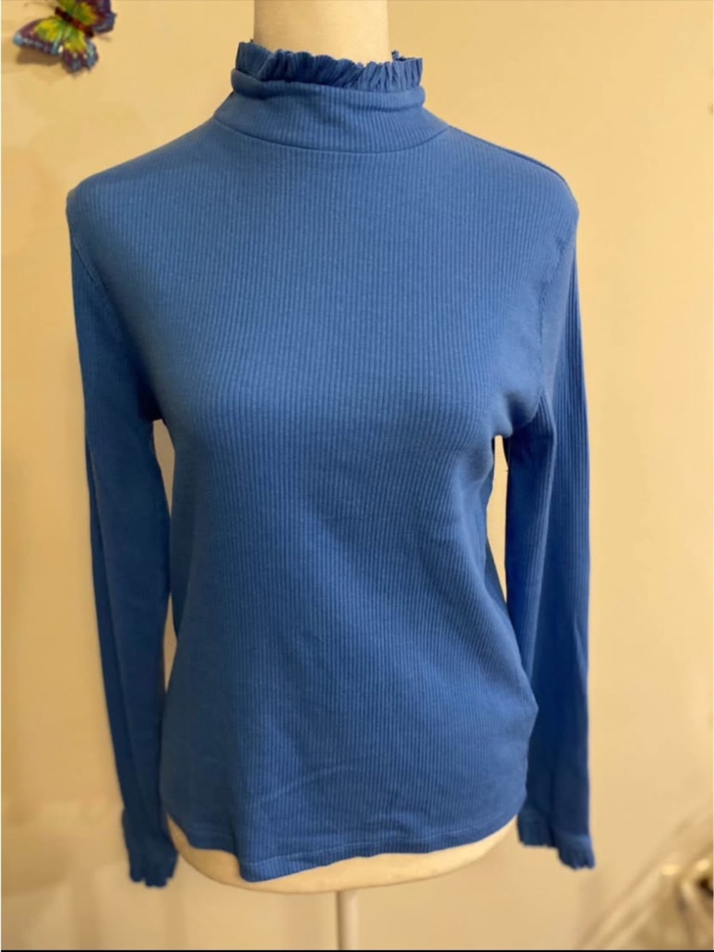 J. Crew Blue Ribbed Mock Neck Sweater size Large